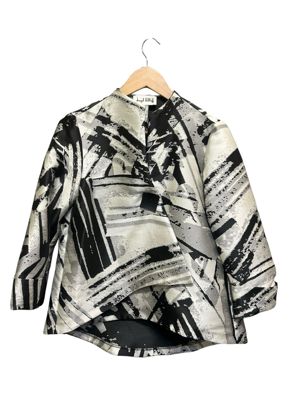 Joseph Ribkoff Brushstroke Avant Garde Asymmetric One Button Jacket Size 4